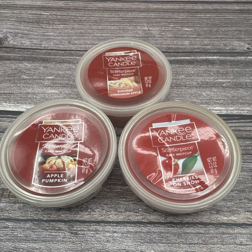 Lot 3 new Yankee Candle scenterpiece easy meltcups  scented wax Apple Pumpkin
